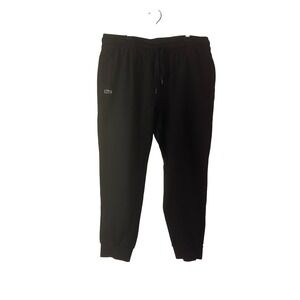 Lacoste Sport Mens XL Black Cotton Jogger Pants Elastic Waist Drawstring Logo XL